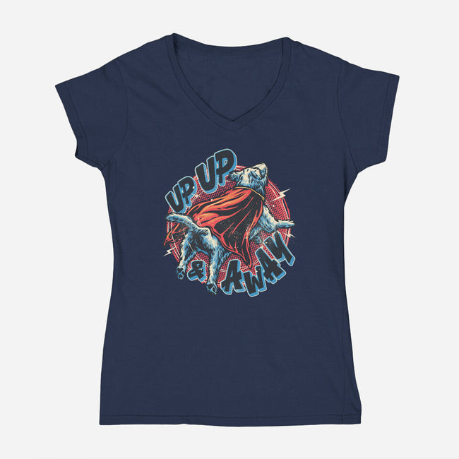Krypto Up Up And Away-Womens-V-Neck-Tee-glitchygorilla