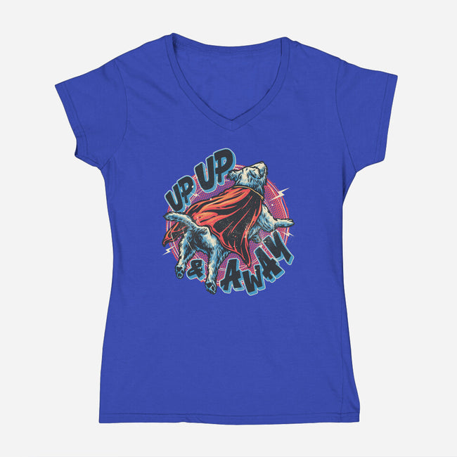 Krypto Up Up And Away-Womens-V-Neck-Tee-glitchygorilla