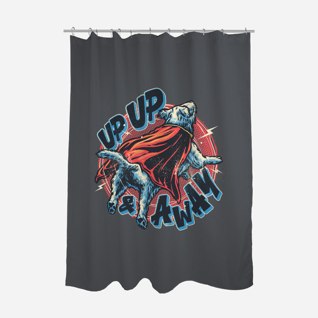 Krypto Up Up And Away-None-Polyester-Shower Curtain-glitchygorilla