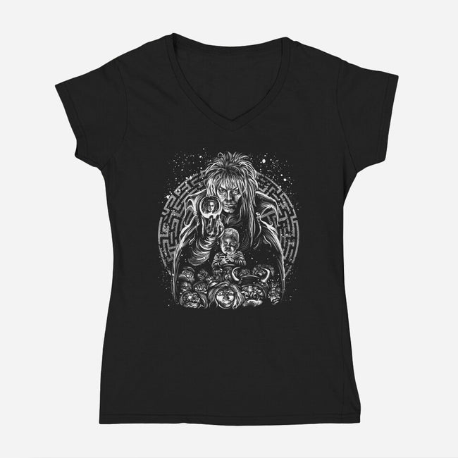 Goblin King Under The Snow-Womens-V-Neck-Tee-zascanauta