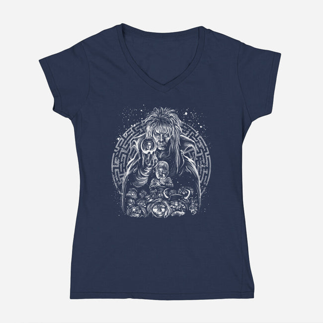 Goblin King Under The Snow-Womens-V-Neck-Tee-zascanauta