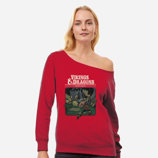 Vikings And Dragons-Womens-Off Shoulder-Sweatshirt-Betmac