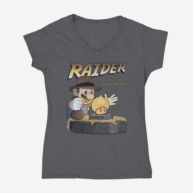 Raider Of The Lost Mushroom-Womens-V-Neck-Tee-NMdesign