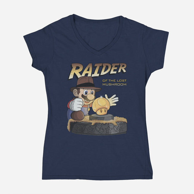 Raider Of The Lost Mushroom-Womens-V-Neck-Tee-NMdesign