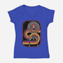 Retro Voyage-Womens-V-Neck-Tee-glitchygorilla