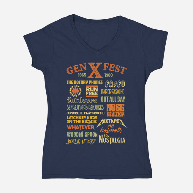 Gen X Fest-Womens-V-Neck-Tee-kg07