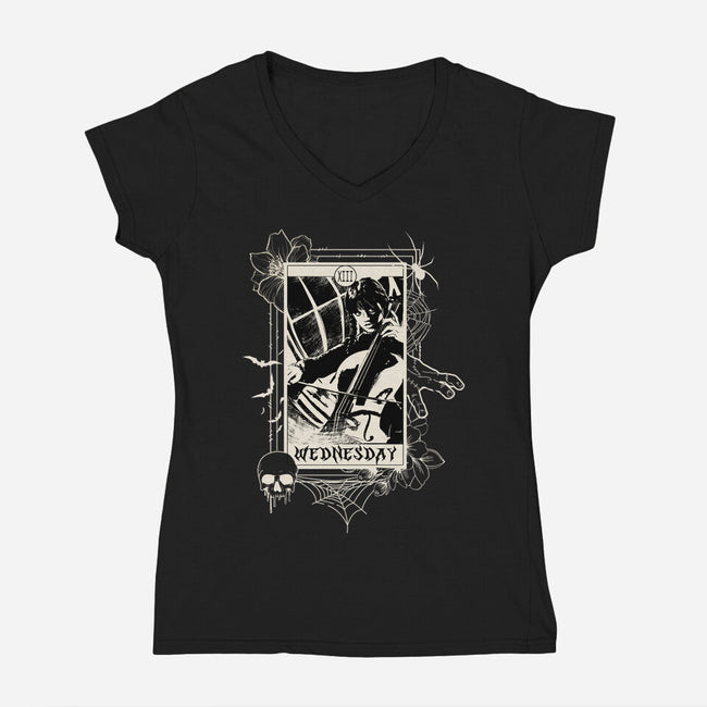 Wednesday Tarot-Womens-V-Neck-Tee-fanfabio