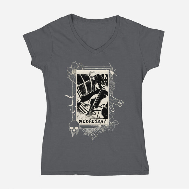 Wednesday Tarot-Womens-V-Neck-Tee-fanfabio