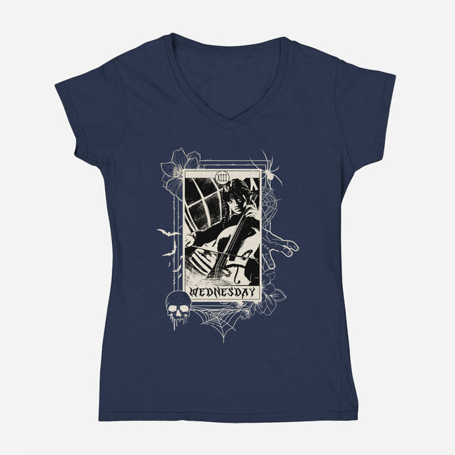 Wednesday Tarot-Womens-V-Neck-Tee-fanfabio