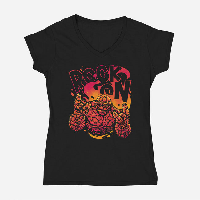 Rock On Thing-Womens-V-Neck-Tee-teesgeex