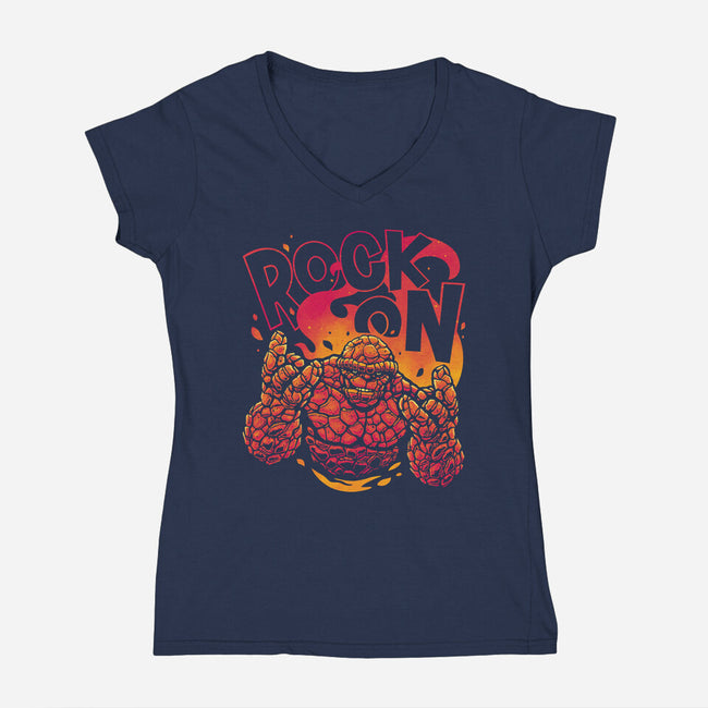 Rock On Thing-Womens-V-Neck-Tee-teesgeex
