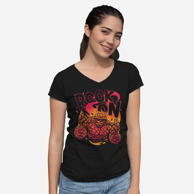 Rock On Thing-Womens-V-Neck-Tee-teesgeex