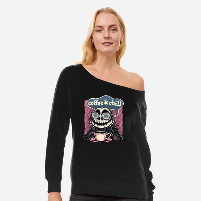 Coffee And Chill Day-Womens-Off Shoulder-Sweatshirt-glitchygorilla