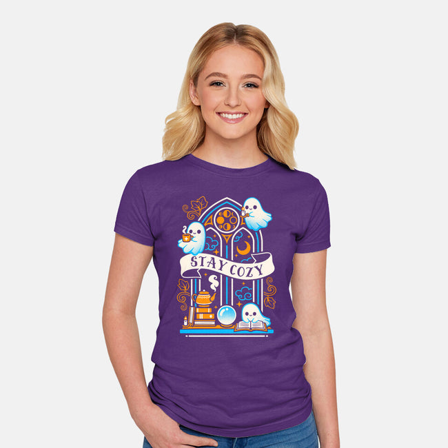 Stay Cozy And Spooky-Womens-Fitted-Tee-NemiMakeit