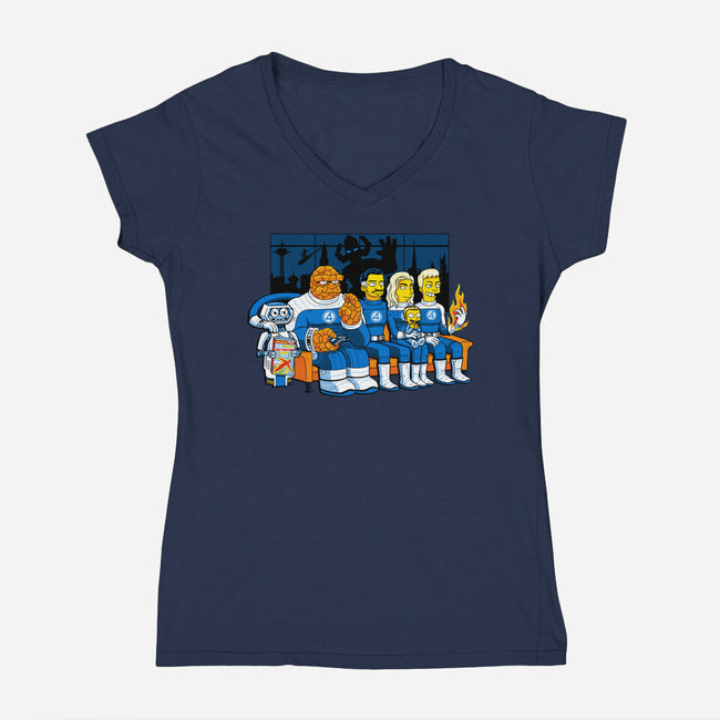 Cromulent Four-Womens-V-Neck-Tee-PrimePremne
