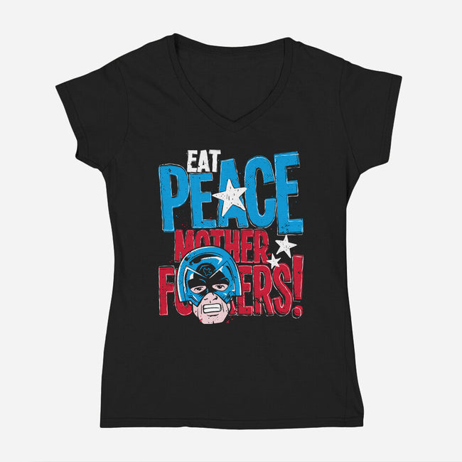 Eat Peace-Womens-V-Neck-Tee-teesgeex