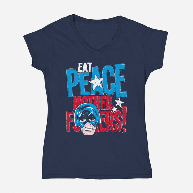 Eat Peace-Womens-V-Neck-Tee-teesgeex