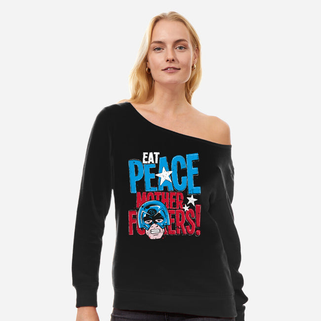 Eat Peace-Womens-Off Shoulder-Sweatshirt-teesgeex