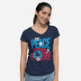 Eat Peace-Womens-V-Neck-Tee-teesgeex