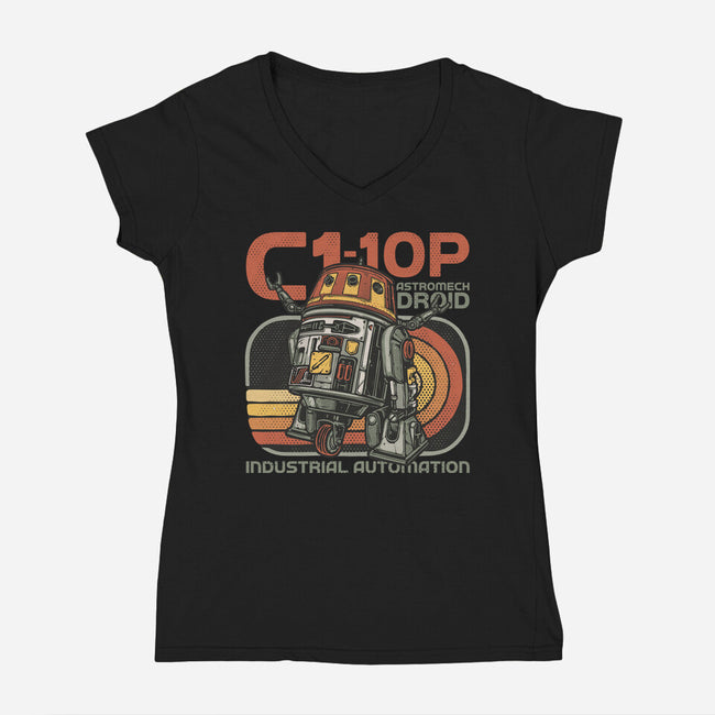 Industrial Automation-Womens-V-Neck-Tee-glitchygorilla