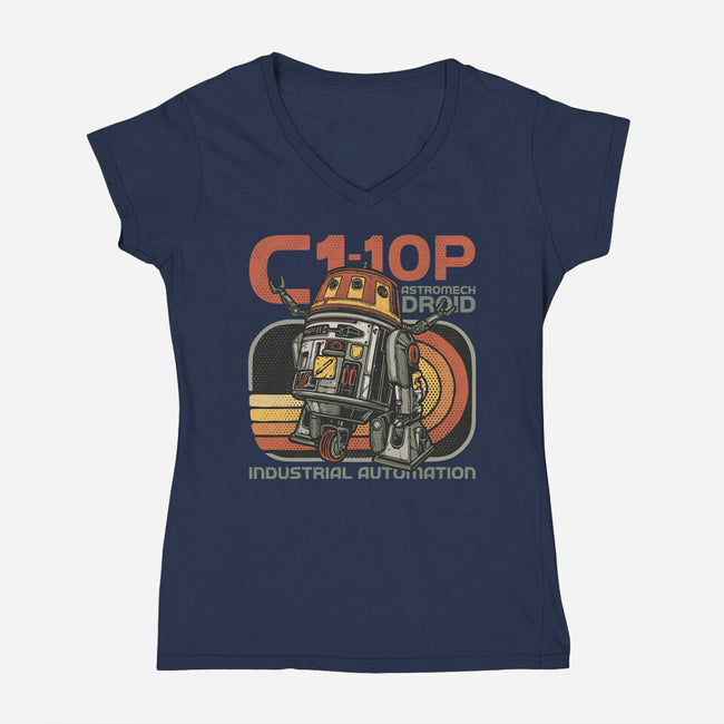 Industrial Automation-Womens-V-Neck-Tee-glitchygorilla