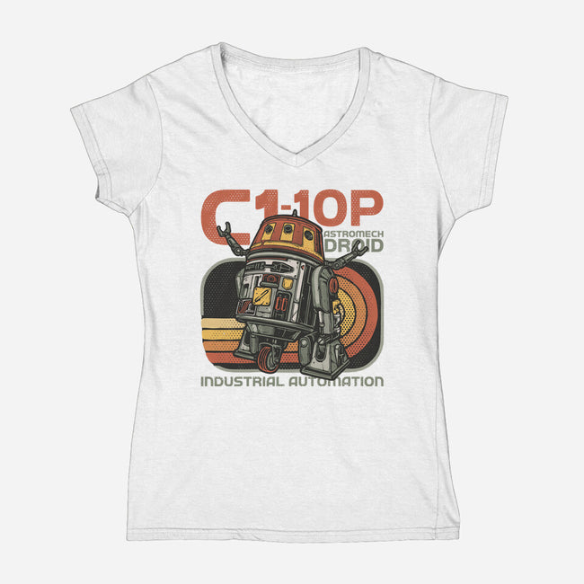 Industrial Automation-Womens-V-Neck-Tee-glitchygorilla