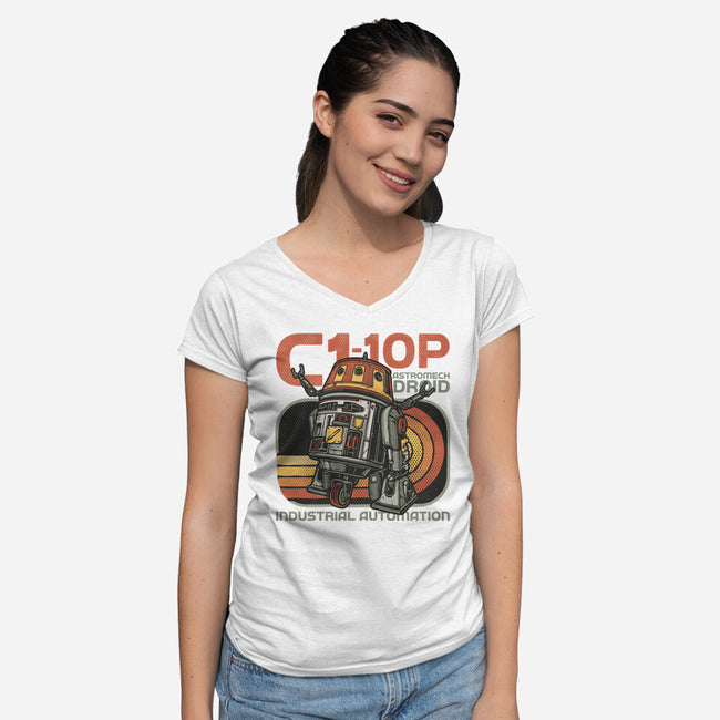 Industrial Automation-Womens-V-Neck-Tee-glitchygorilla
