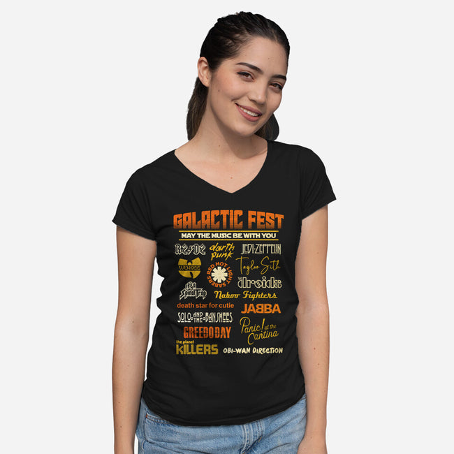 Galactic Fest-Womens-V-Neck-Tee-kg07