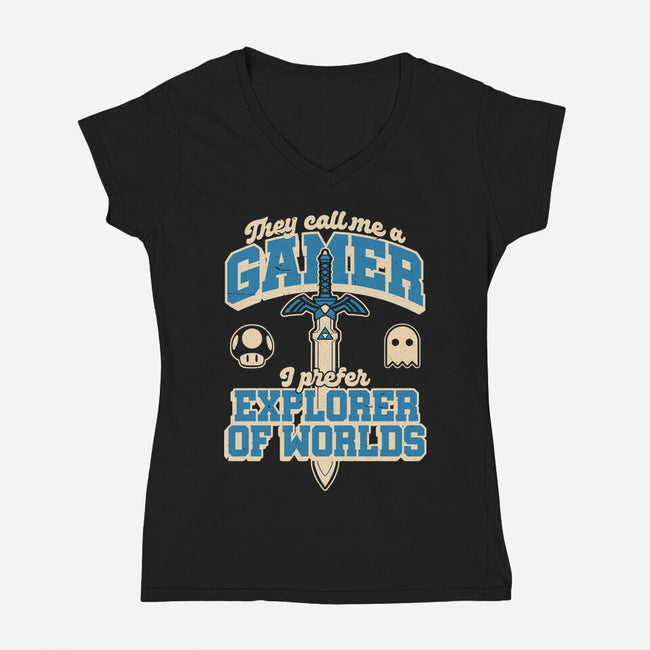 Gamer Sword Explorer-Womens-V-Neck-Tee-Studio Mootant