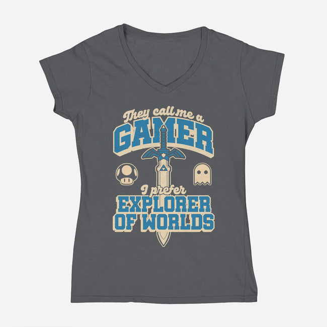 Gamer Sword Explorer-Womens-V-Neck-Tee-Studio Mootant