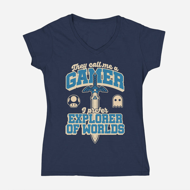 Gamer Sword Explorer-Womens-V-Neck-Tee-Studio Mootant
