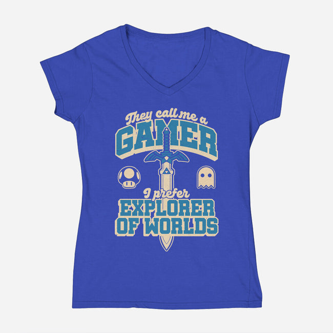 Gamer Sword Explorer-Womens-V-Neck-Tee-Studio Mootant
