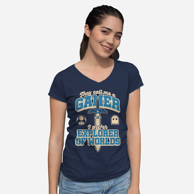Gamer Sword Explorer-Womens-V-Neck-Tee-Studio Mootant