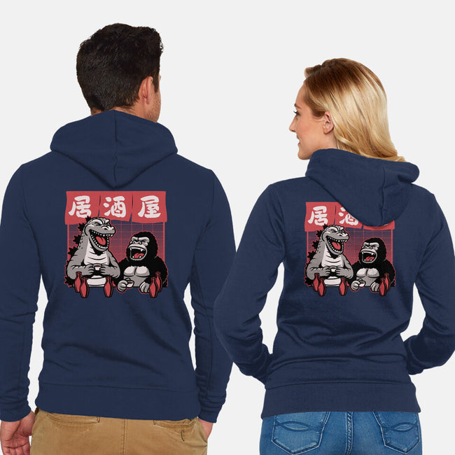Giant Movie Monsters Bar-Unisex-Zip-Up-Sweatshirt-Studio Mootant