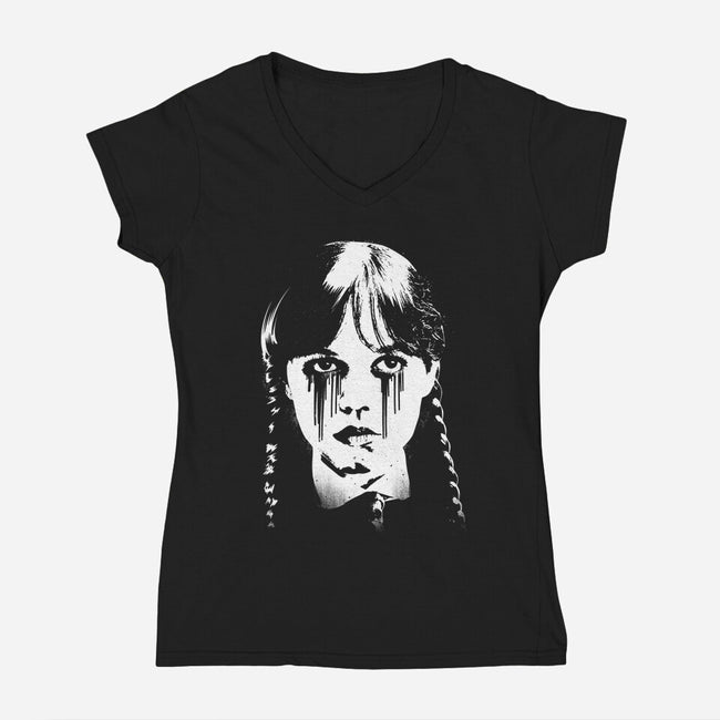 Wednesdays Tears-Womens-V-Neck-Tee-rocketman_art