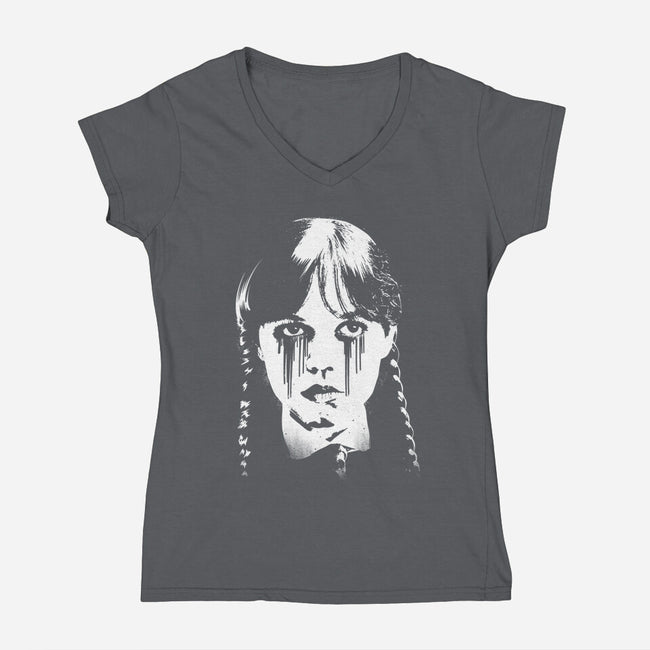 Wednesdays Tears-Womens-V-Neck-Tee-rocketman_art