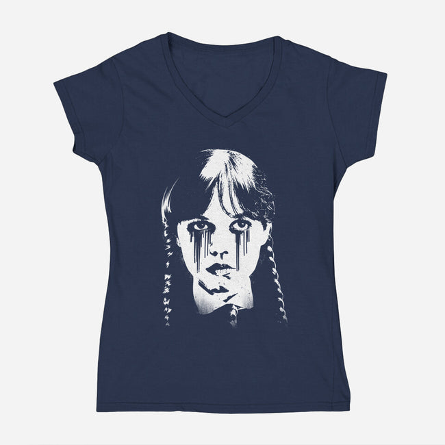 Wednesdays Tears-Womens-V-Neck-Tee-rocketman_art