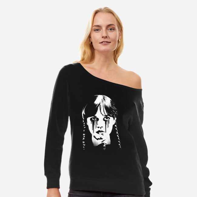 Wednesdays Tears-Womens-Off Shoulder-Sweatshirt-rocketman_art