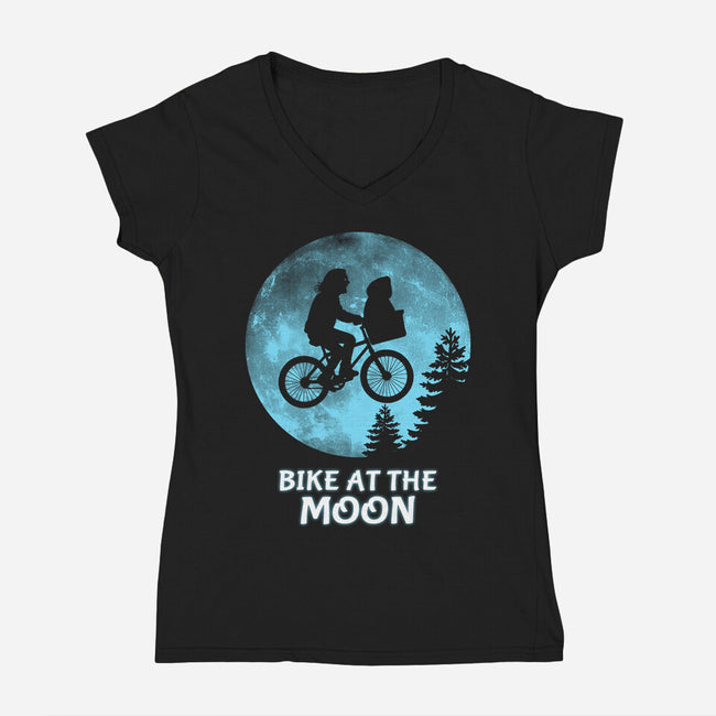 Bike At The Moon-Womens-V-Neck-Tee-Boggs Nicolas