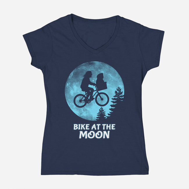 Bike At The Moon-Womens-V-Neck-Tee-Boggs Nicolas
