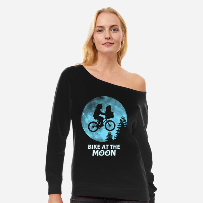 Bike At The Moon-Womens-Off Shoulder-Sweatshirt-Boggs Nicolas