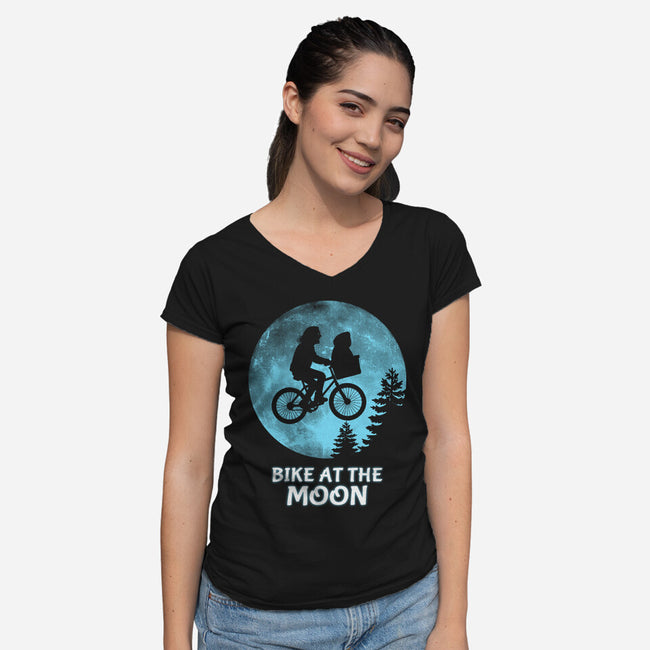 Bike At The Moon-Womens-V-Neck-Tee-Boggs Nicolas