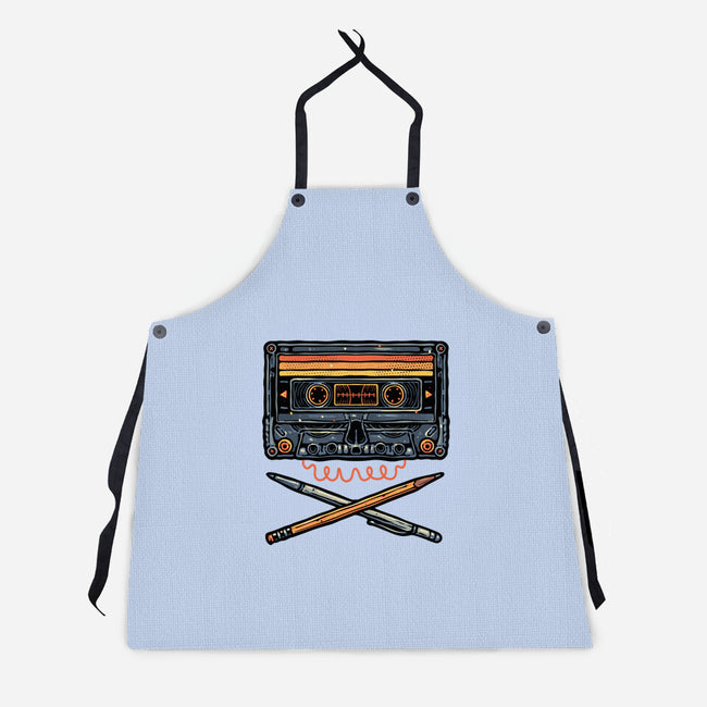 Crossbone Cassette-Unisex-Kitchen-Apron-glitchygorilla