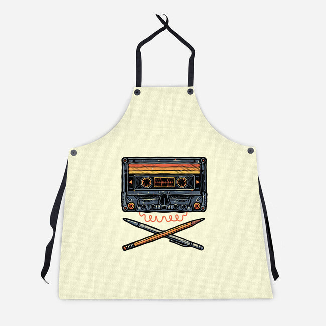 Crossbone Cassette-Unisex-Kitchen-Apron-glitchygorilla