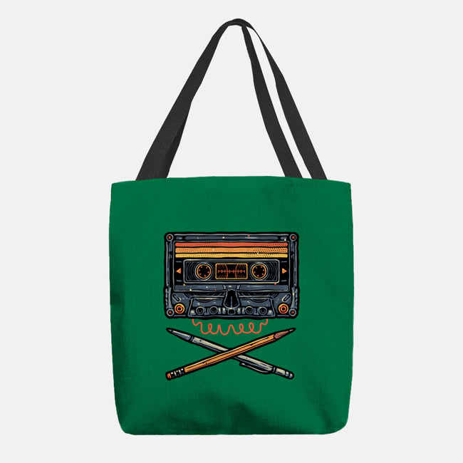 Crossbone Cassette-None-Basic Tote-Bag-glitchygorilla