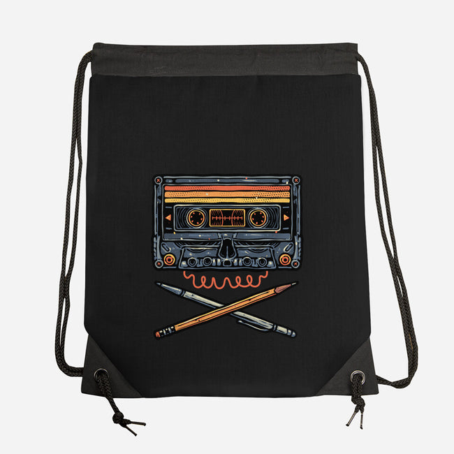 Crossbone Cassette-None-Drawstring-Bag-glitchygorilla