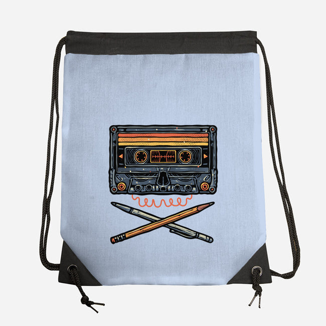 Crossbone Cassette-None-Drawstring-Bag-glitchygorilla