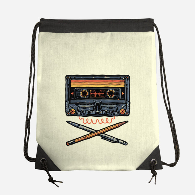 Crossbone Cassette-None-Drawstring-Bag-glitchygorilla