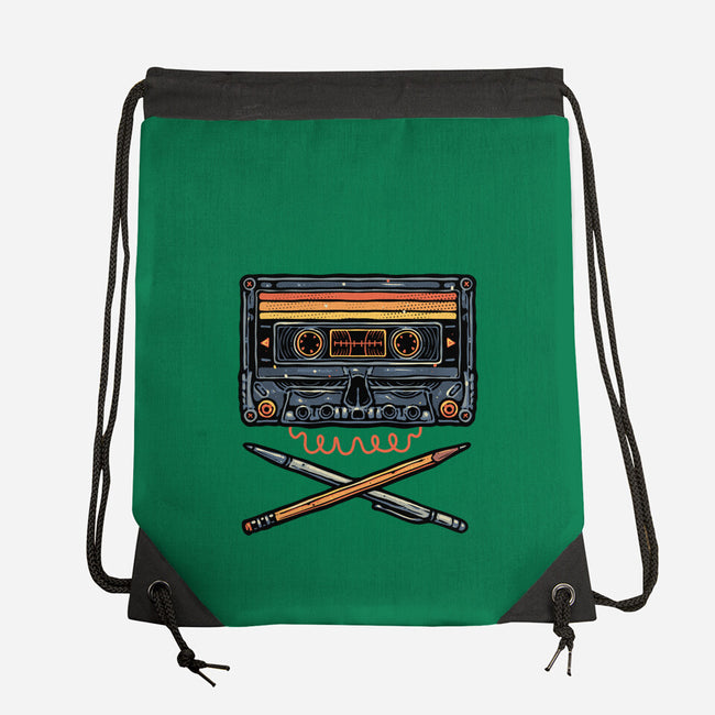 Crossbone Cassette-None-Drawstring-Bag-glitchygorilla