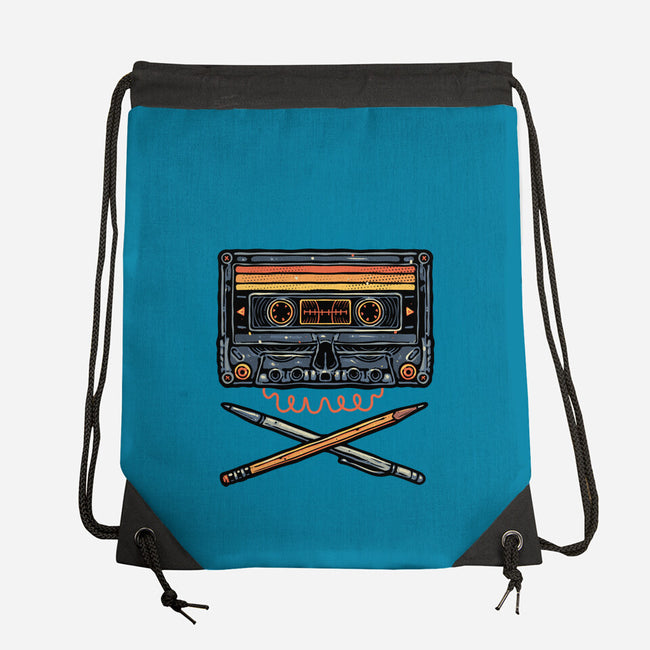 Crossbone Cassette-None-Drawstring-Bag-glitchygorilla